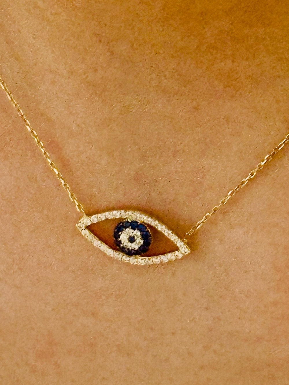 Gold Evil Eye Pendant Necklace - Delicate Women's Jewelry